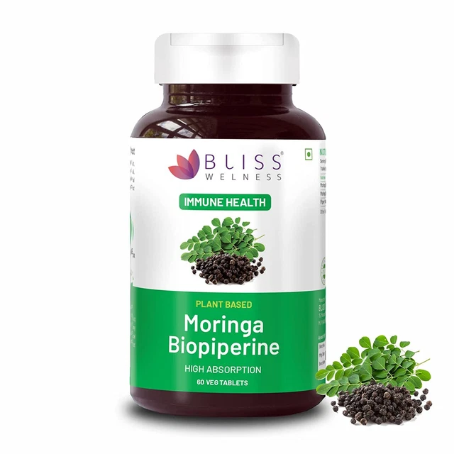 Bliss Welness Moringa Biopiperine 1000 mg Immunity Booster 60 tablet pack of 2