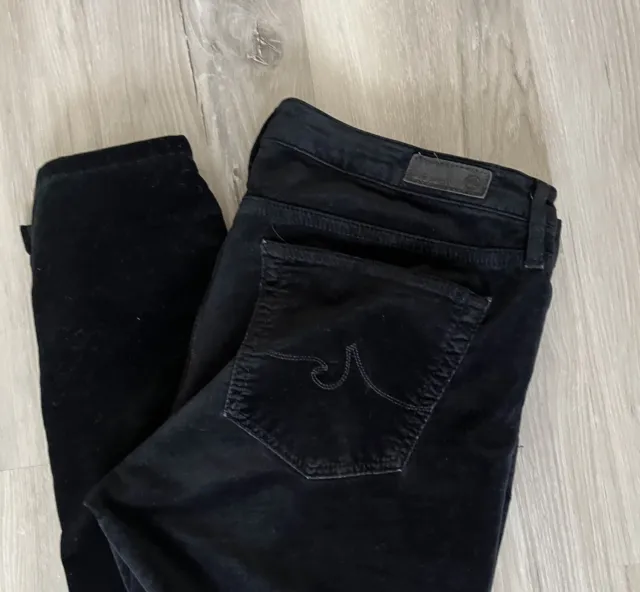AG Adriano Goldschmied The Legging Super Skinny Black Ankle Sueded Jeans Size 30