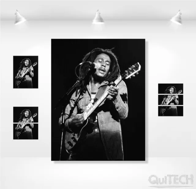 Bob Marley - 7 - Quadro stampa su Tela Pelle Canvas Dipinto Arte Moderna