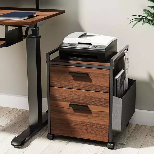 Eureka Rolling File Cabinet with Drawers - Walnut 3