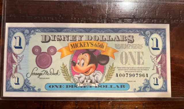 1993 $1 Disney Dollar Mickey's 65th Mickey House & Car - A00790796A Uncirculated