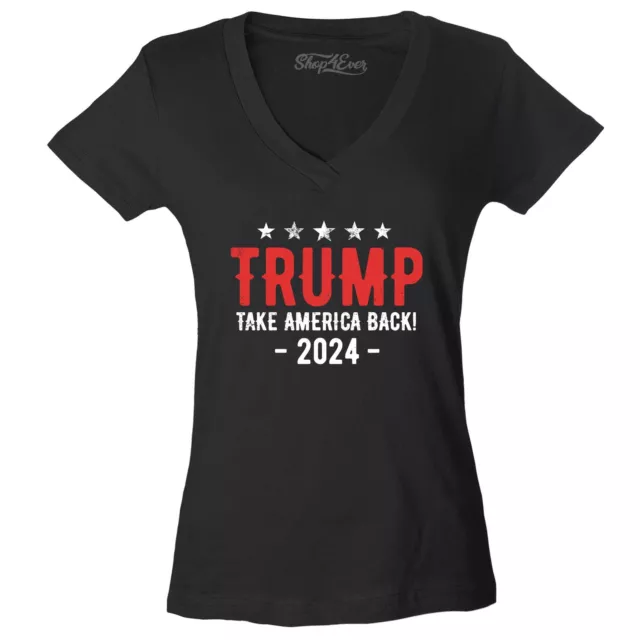 Trump Take America Back 2024 Campaign Women's V-Neck T-shirt Trump Tee