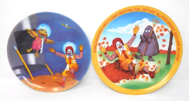 Vintage McDonald's Plastic Plates - Ronald & Birdie in Space Grimace Fall Fun