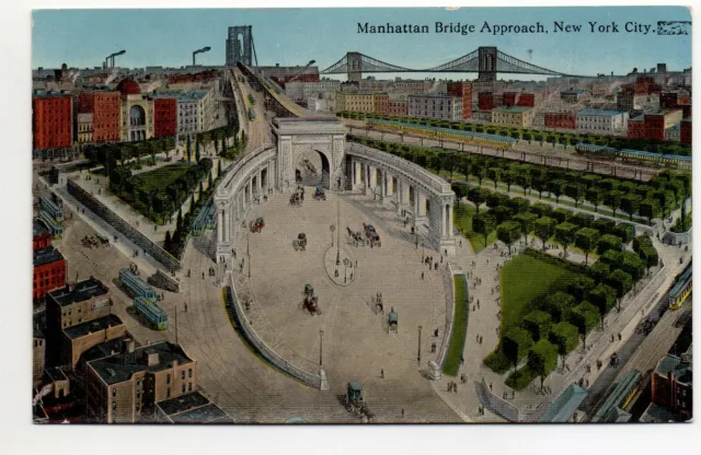 ETATS UNIS - USA - Old Postcard - NEW YORK CITY - Manhattan Bridge Approach