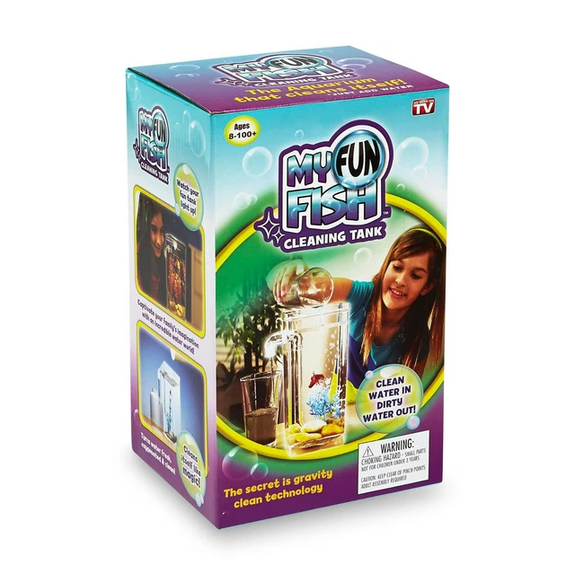 My Fun Fish Cleaning Tank 4.5" x 4.5" x 10" - New in Damaged Box