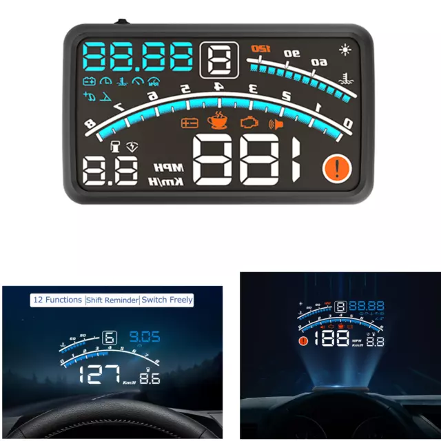 5.5in Digital Car Speedometer Digital HUD Head Up Display OBD2 Overspeed Warning