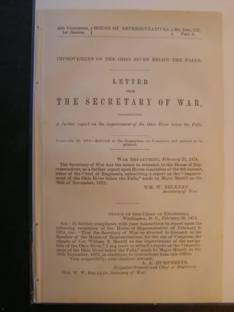 Government Report 1874 Improvement of the Ohio River Below the Falls