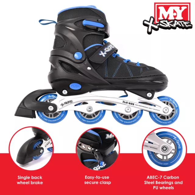 M.Y X-Skate Adjustable Inline Roller Skates with Built In Adjusters Roller Boots 2