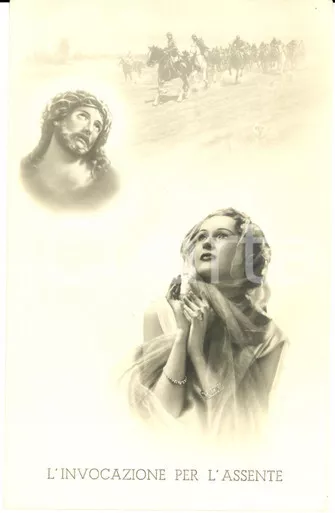 1941 WW2 CAVALLERIA Donna invoca Gesù per marito soldato CARTOLINA FP NV