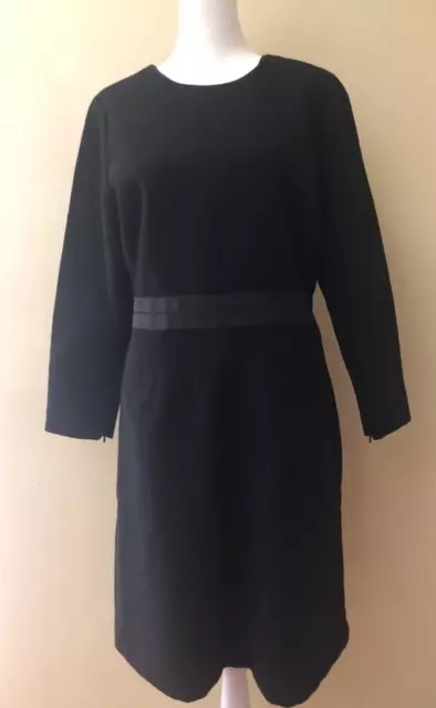 J. Crew Dress Womens 8 Black Double Faced 100% Wool Crepe 3/4 Sleeve Classic