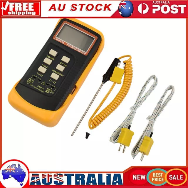 Dual Channel K Type Digital Thermocouple Thermometer 6802 II, 2 Sensors & Probe