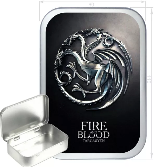 Targaryen Gift Box,150ml Silver Hinged Tin,Tobacco Tin,Storage Tin