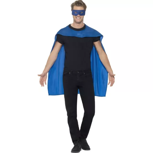 Superhelden Cape Helden Kostüm mit Maske blau Hero Superheldenumhang Erwachsene