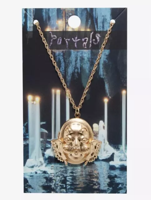 Melanie Martinez Portals Mask Locket Pendant Gold Tone Necklace