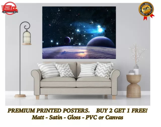 Space Stars Planets Moon Large Poster Art Print Gift A0 A1 A2 A3 A4 Maxi
