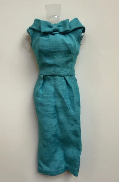 vintage barbie silk sheath dress Vintage Barbie Green Shantung Silk Sheath Dress - Fashion Pak (1962-1963)