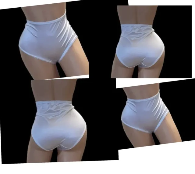2 Pairs of Vanity Fair White High Waisted Shaping Nylon Panties Lot 8/XL NOS