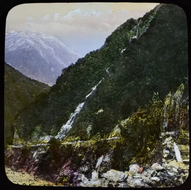 ANTIQUE Magic Lantern Slide HOKITIKA ROAD C1893 VICTORIAN PHOTO NEW ZEALAND