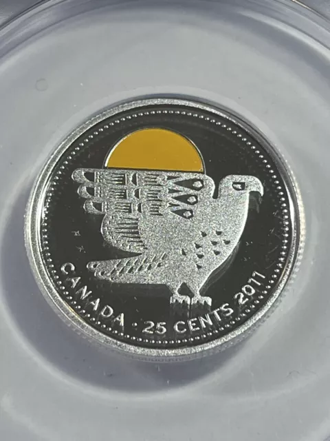 2011 Canada 25 Cents Colorized Peregrine Falcon Proof Graded PR70DCAM by ANACS