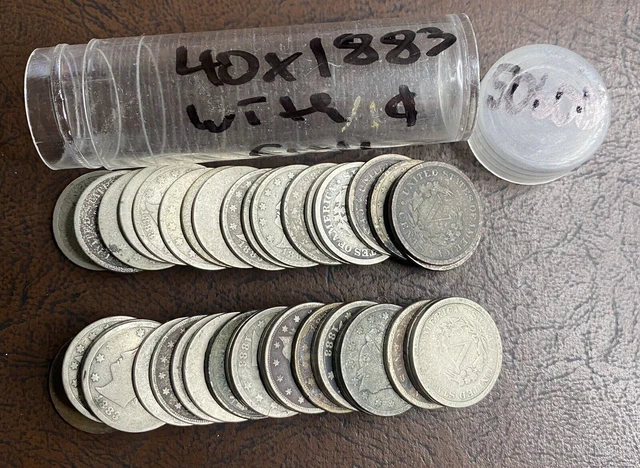 ROLL of 1883 WITH CENTS Liberty Head Nickels FULL ROLL of 40 Coins Culls #50608