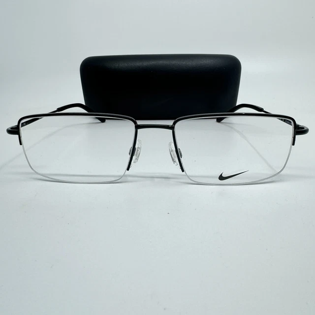 Nike 8182 001 Eyeglasses Men's Black Half Rim Rectangular Frame 57-18-145 H9645