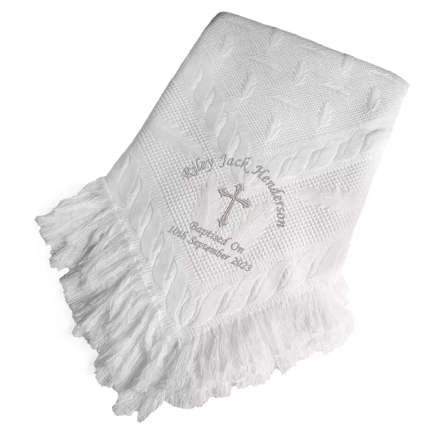 Personalised Baby Shawl Large Blanket Embroidered Christening Baptism gift