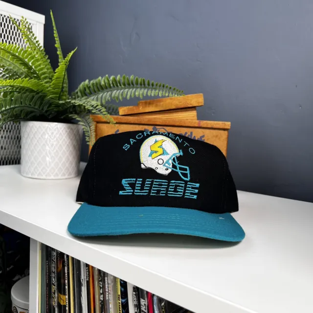 Vintage Wlaf Sacramento Surge Nfl Snapback Hat Cap Starter Nwot Script