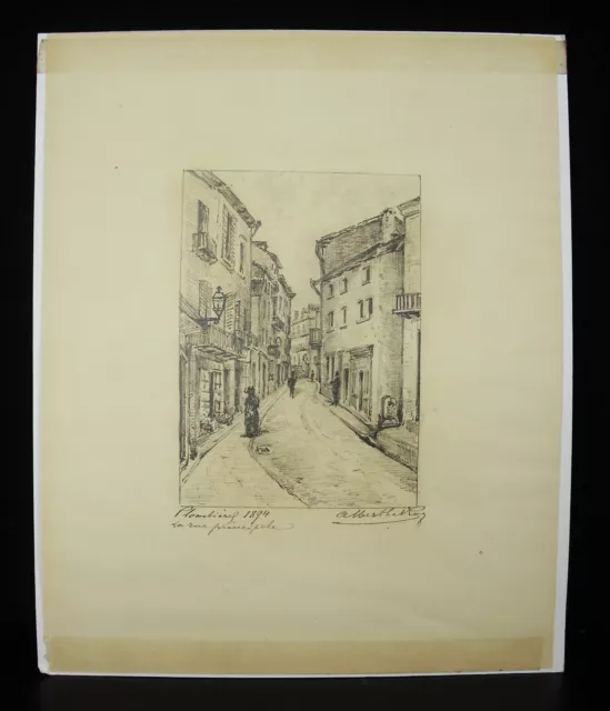 Albert The Roy 1894 Plombières-les-bains Rue Liétard Drawing Original Vosge