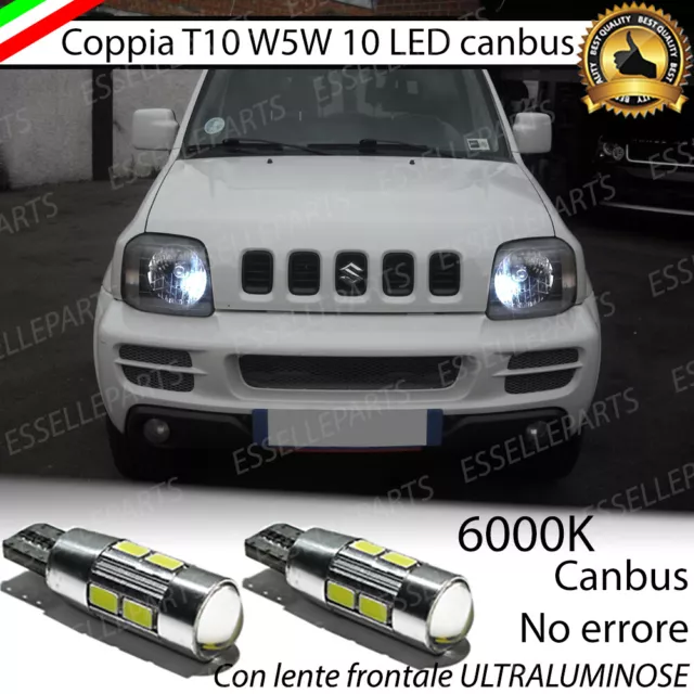 Coppia Luci Posizione 10 Led Per Suzuki Jimny T10 W5W Canbus 6000K  Bianco