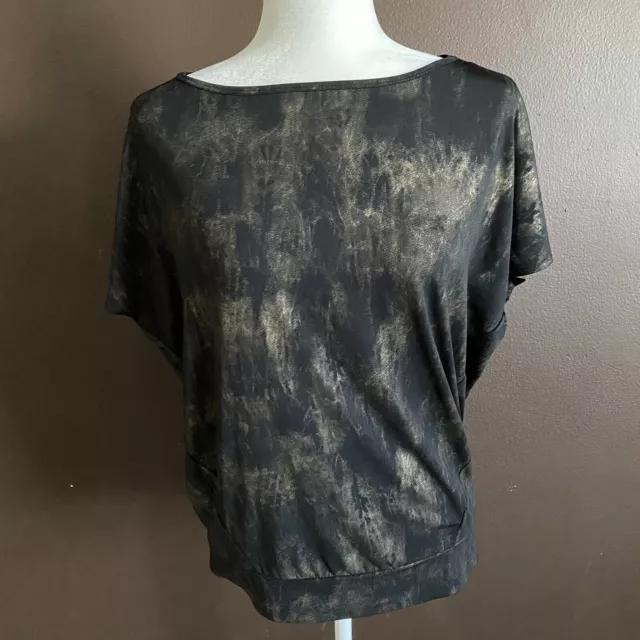 Michael Michael Kors size Medium Blouse Top Black Gold Womens