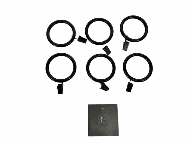 Restoration Hardware Classic Drapery Clip Large Rings Set of 6 Black