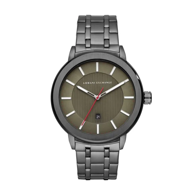 Armani Exchange Men's Three-Hand Date Gunmetal-Tone Stainless Steel Watch AX1472