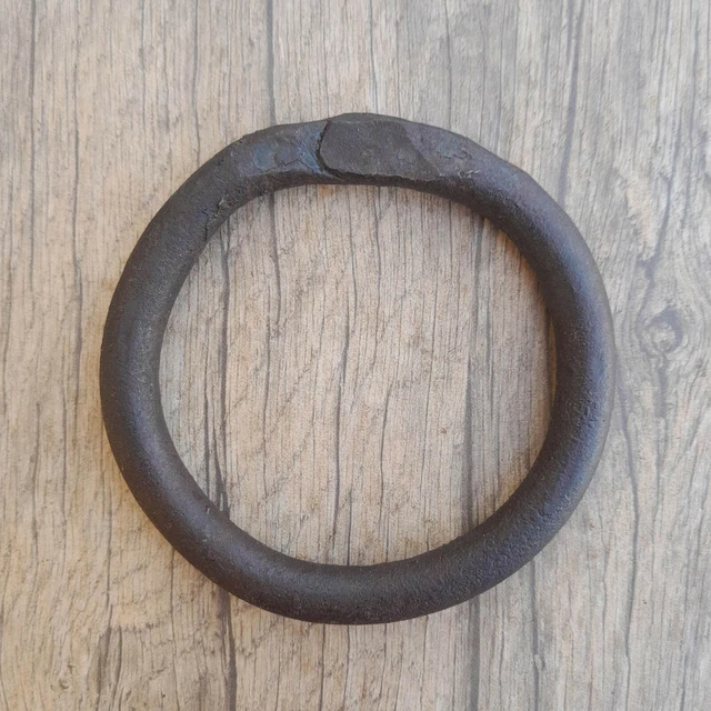 Vtg horse heavy iron tie hitching ring handforged wagon plow farm garden decor