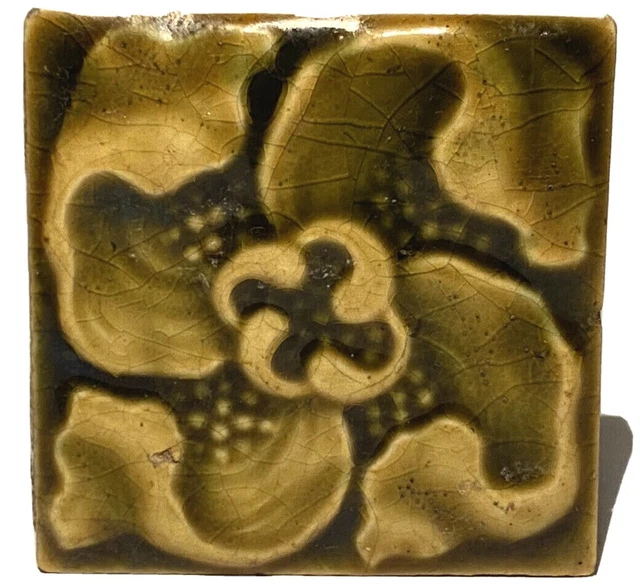 Trent Tile Works Trenton New Jersey Antique Studio Art Pottery Flower Tile