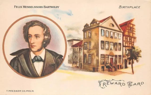 FELIX MENDELSSOHN-BARTHOLDY (1809-1847) GERMANY COMPOSER MUSIC REWARD CARD 1930s