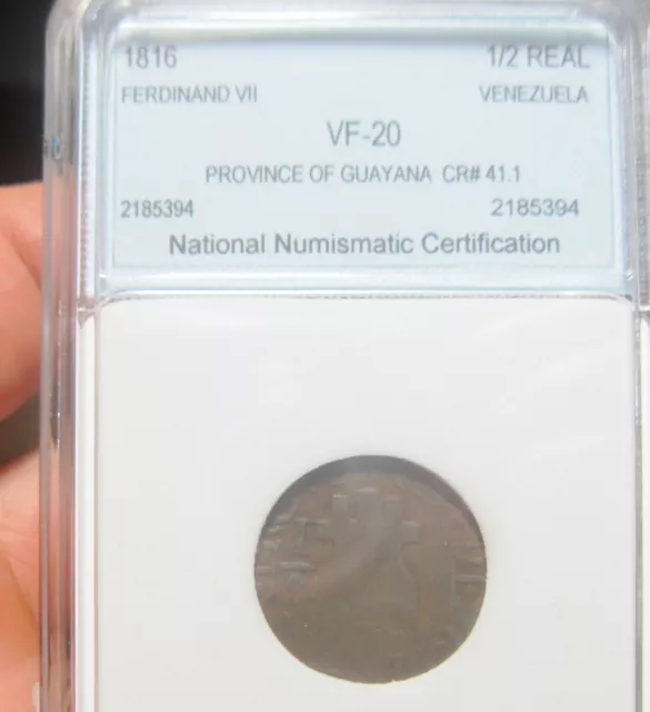 (1816) VENEZUELA (1/2 REAL) PROVINCE (GUAYANA) ---- Royalist Coinage -