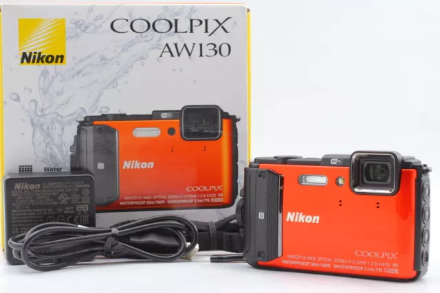 ⏯️ Cámara digital Nikon Coolpix AW130 naranja impermeable a prueba de...