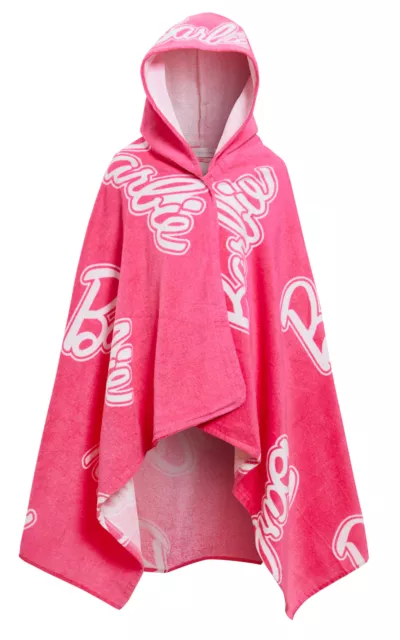 Girls Barbie Hooded Towel Kids Poncho Pink Beach Towel Bath Towel Swimming Wrap