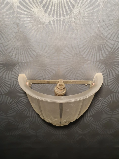 ancienne applique murale lampe art déco HETTIER & VINCENT vasque en verre lustre 13
