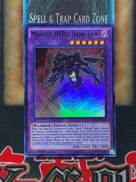 HERO Strike Structure Deck Yu-Gi-Oh! Masked HERO Dark Law Card - SDHS-EN044 Super Rare Unlimited Edition From HERO Strike Deck Yu-Gi-Oh Card SDHS-EN044 HERO Strike Structure Deck Yu-Gi-Oh! Masked HERO Dark Law Card - SDHS-EN044 Super Rare Unlimited Edition From HERO Strike Deck Yu-Gi-Oh Card SDHS-EN044