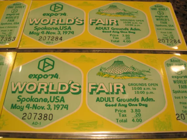 World's Fair Tickets 1974 Spokane *Unused* 12 Pcs Excel.cond.paper Ephemera