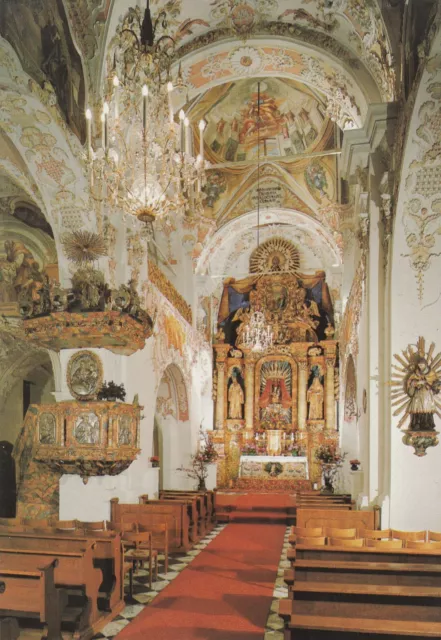 AK Stiftskirche Ossiach - Kirchenschiff mit Hochaltar und Kanzel