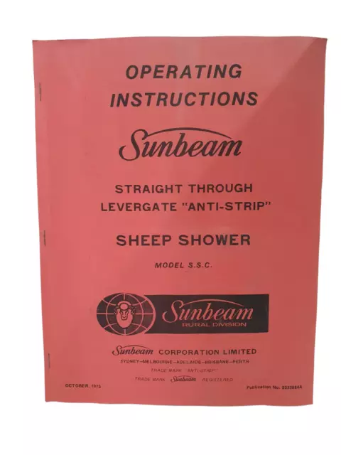 sunbeam straight through levergate anti strip sheep shower operating instruction