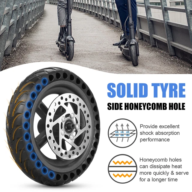 Electric Scooter Rear Tire with Wheel Hub Disc Brake Set 8.5 inches Solid Wheel