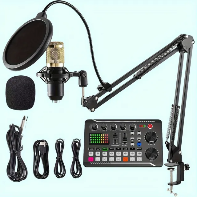 Studio Podcasting Ausrüstungsset mit Ständer Kondensatormikrofon Pro Audio Mixer
