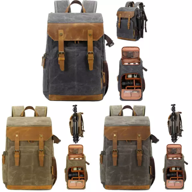 Universal Camera Backpack Canvas Large Waterproof Multifunction Travel Rucksack