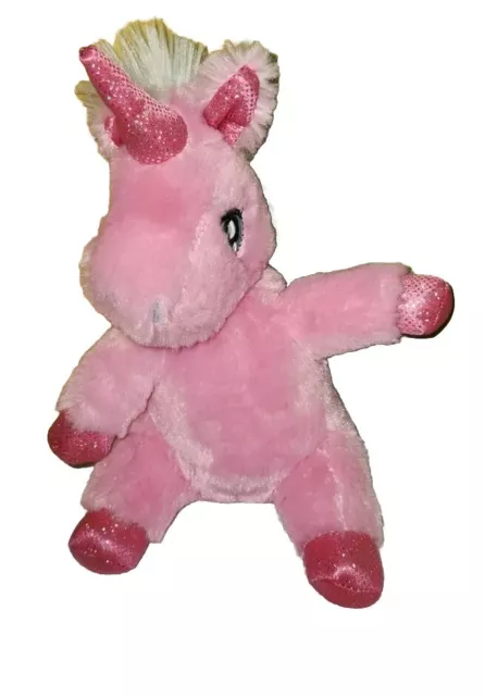 Dan Dee Unicorn Plush 8" Pink White Stuffed Animal Doll Toy Glittery Horn