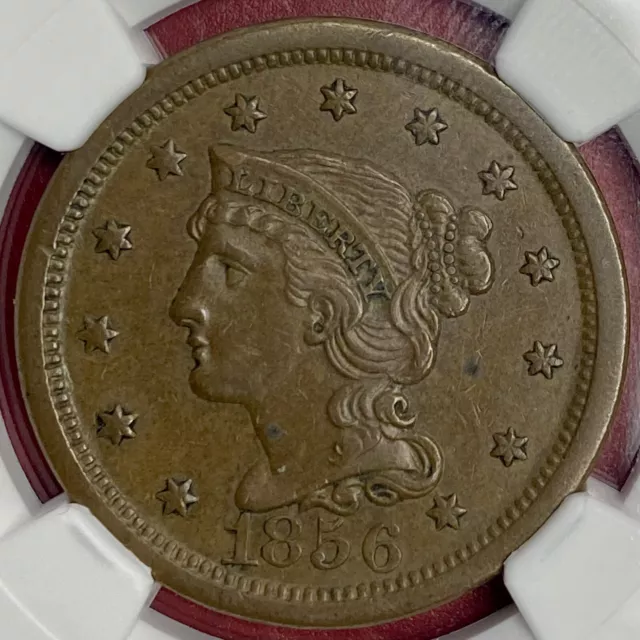 Ngc Au-55! 1856 Braided Hair Large Cent, Upright 5