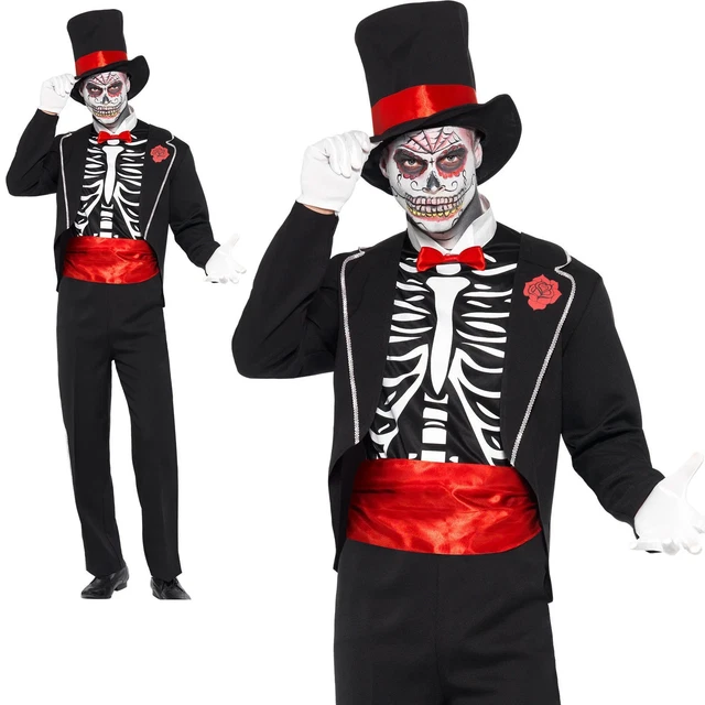 Costume Squelette Halloween Complet - Avec Masque Scream Et Gants Crâne - Polyester - Homme/Femme