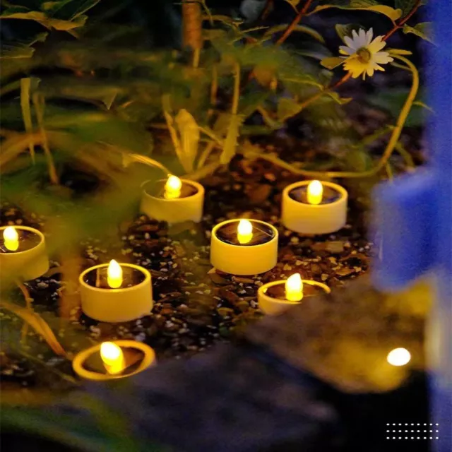 Luci tè bianco caldo decorazione festa candele LED energia solare luci senza fiamma